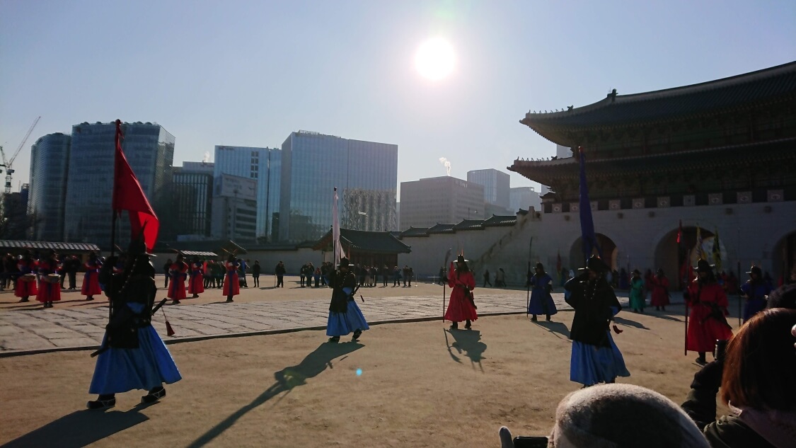 韓国ソウルの景福宮（キョンボックン）のイベント、守門将交代式