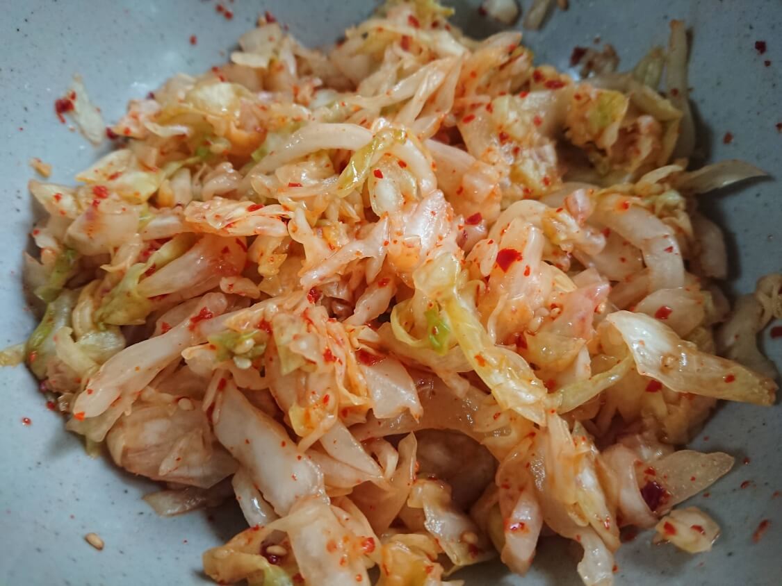 キャベツの簡単サラダキムチの韓国レシピ。完成