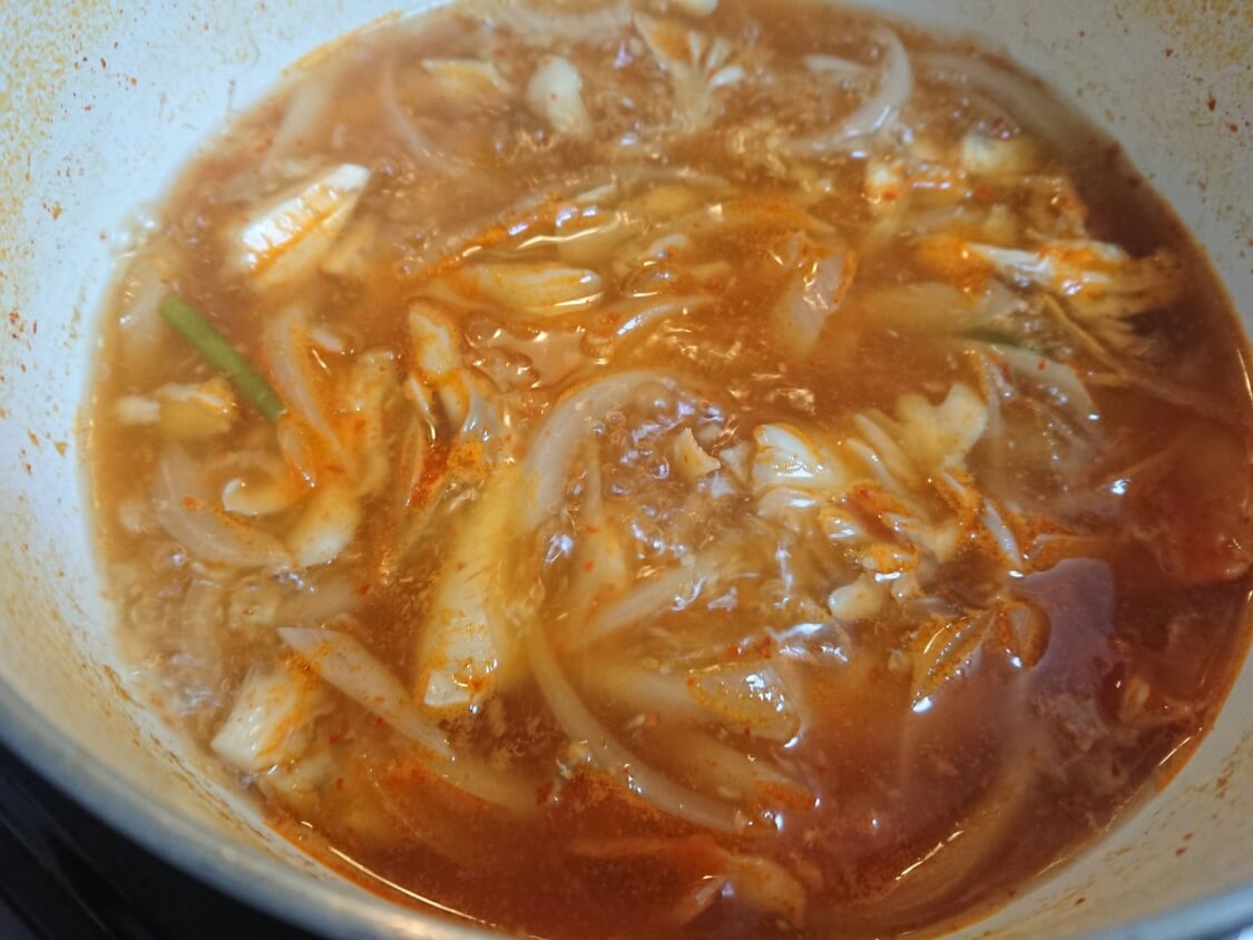 鶏肉ユッケジャンスープの作り方（胸肉タッケジャン）