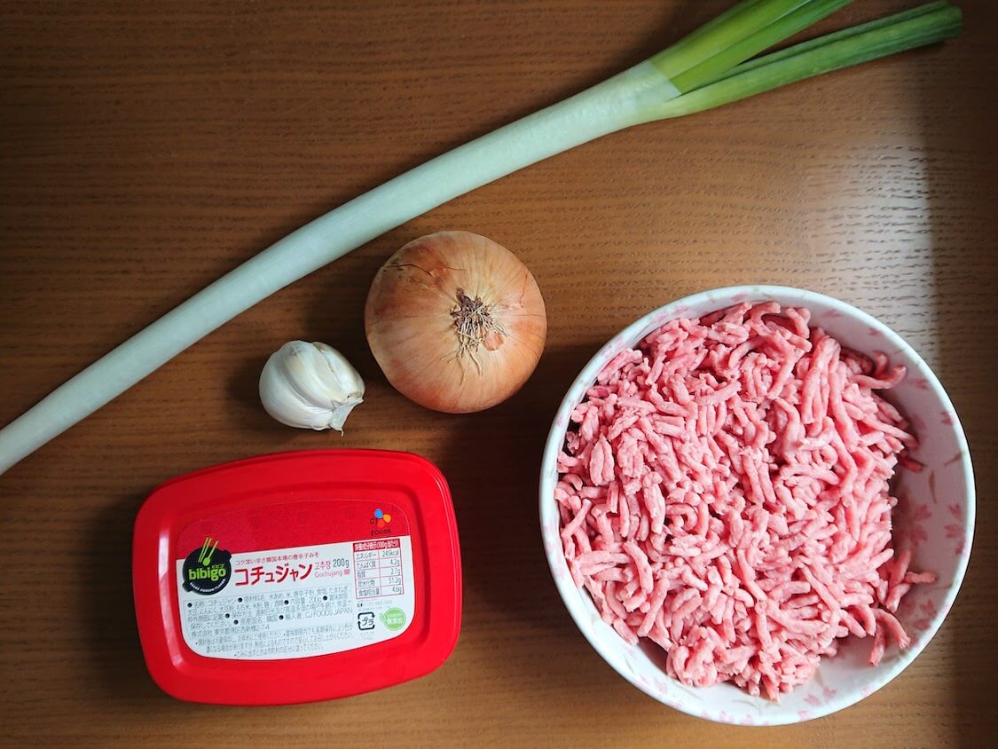 コチュジャン肉味噌、韓国の人気レシピ。材料と調味料