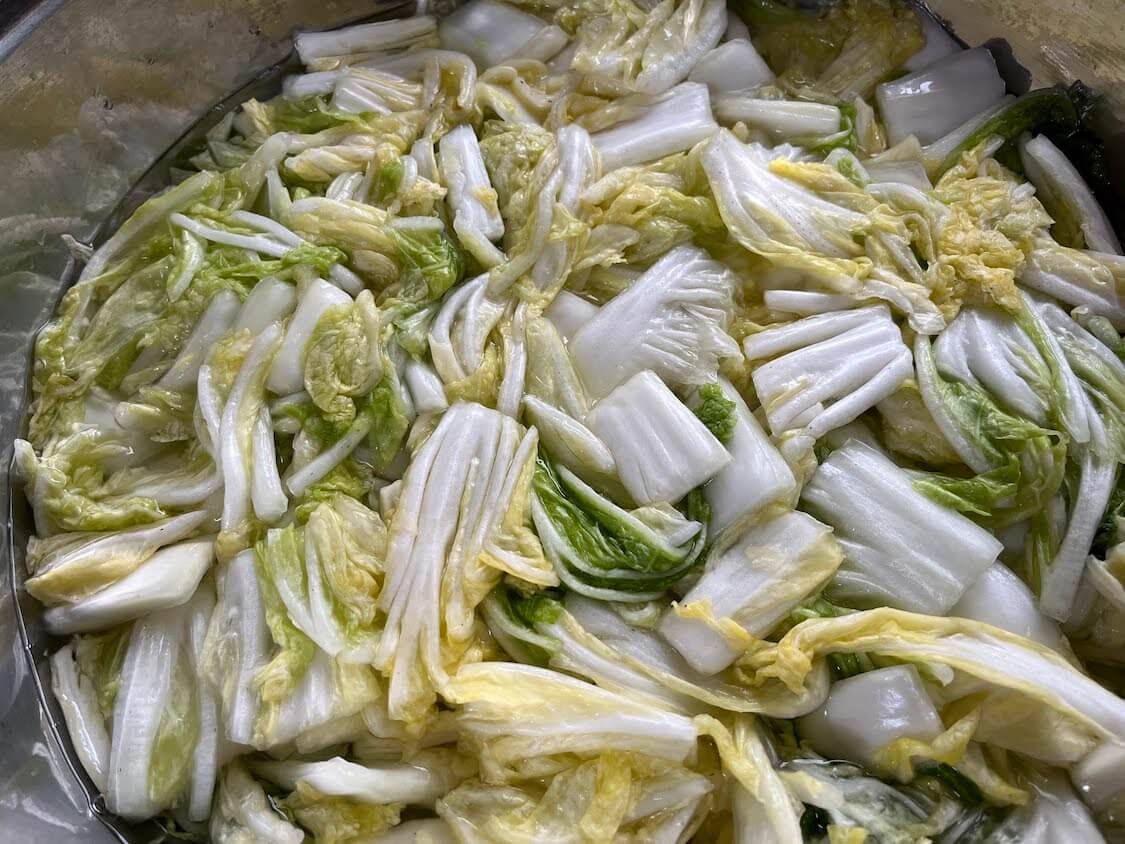 白菜キムチの作り方。塩漬け、塩の量、白菜の切り方