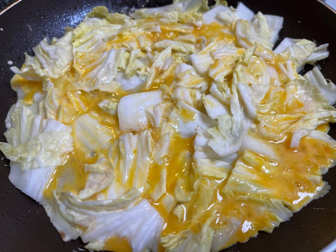 白菜チヂミのレシピ。白菜だけ、卵入りで作った時