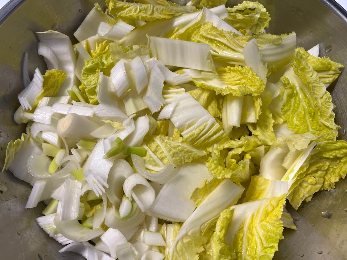 白菜チヂミの人気レシピ。千切りと薄切り