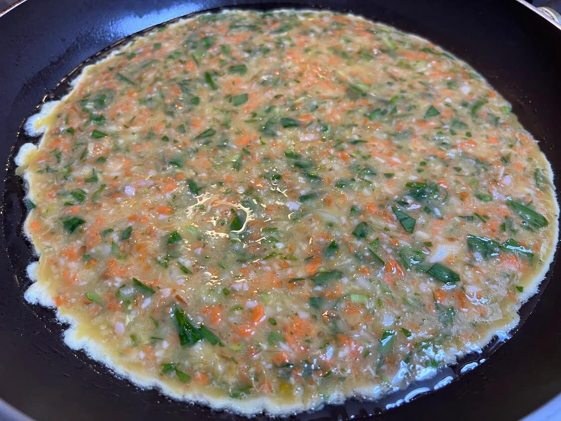 話題の卵焼きキンパレシピ。韓国人の作り方。フライパンで焼き卵