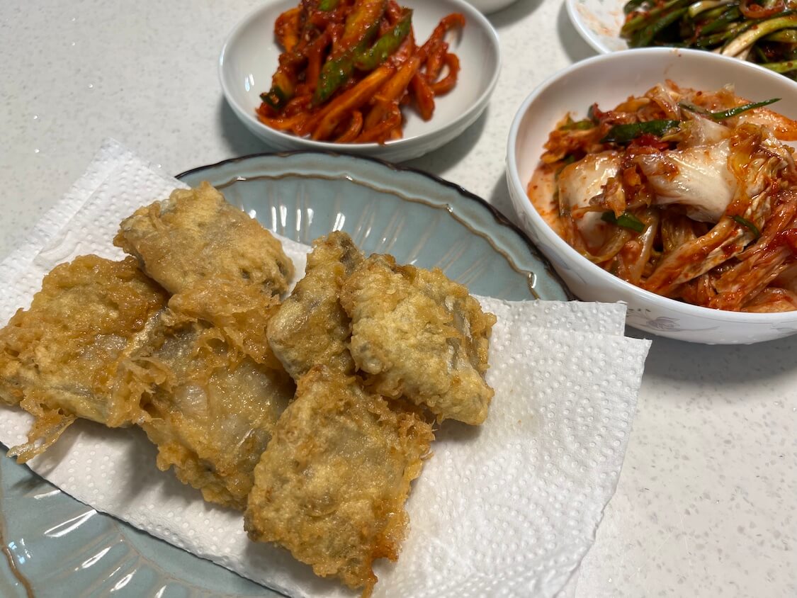 韓国でおうちごはん。太刀魚の揚げ物