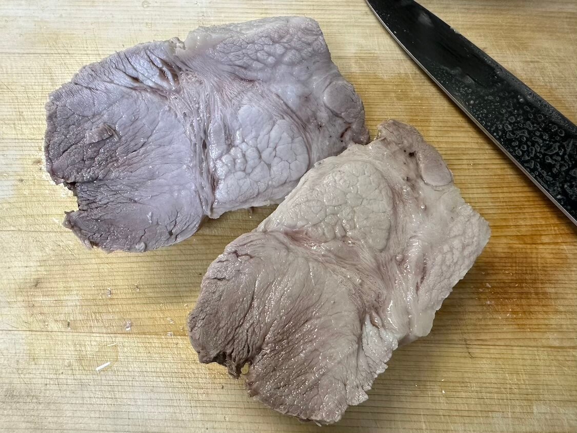 ポッサムのレシピ。ゆで豚の作り方と切り方