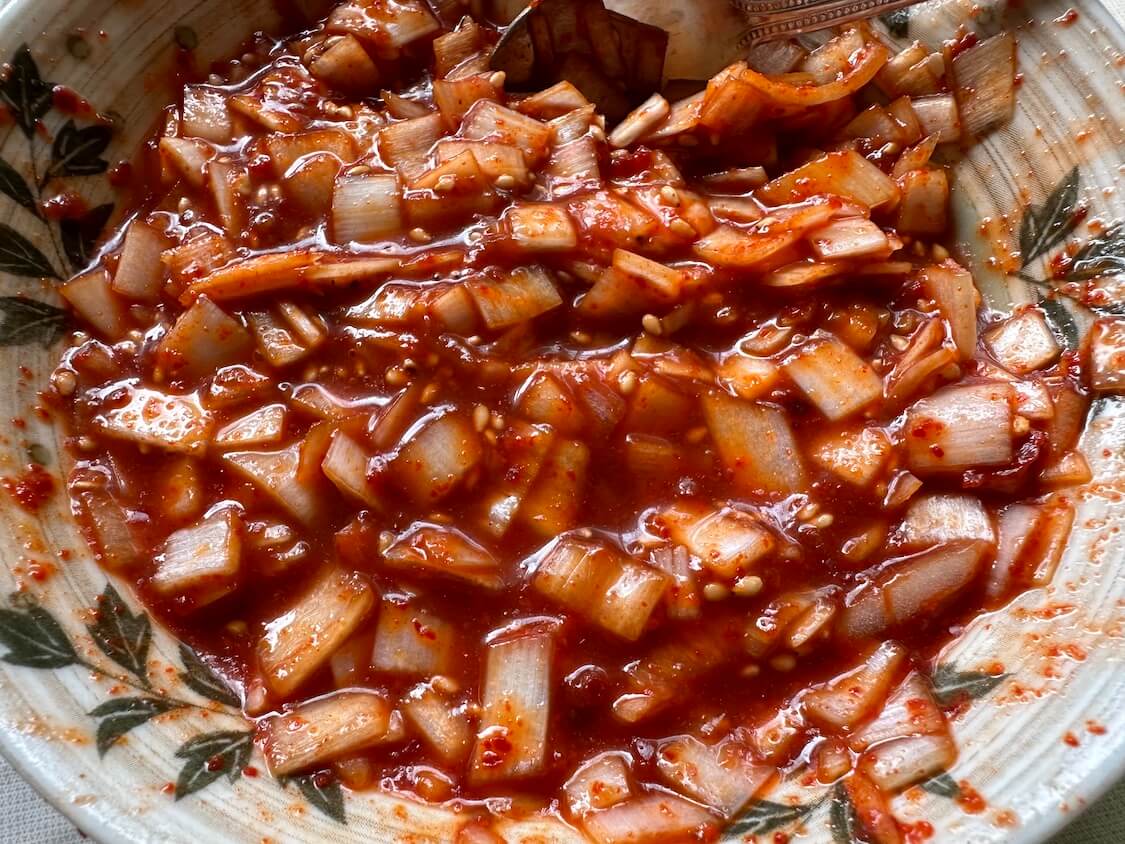 納豆サムギョプサルのレシピ。ネギキムチの作り方