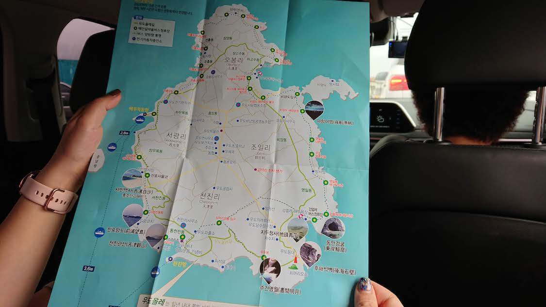 【チェジュ島旅⑧】フェリーに乗って牛島へ。ウドの地図