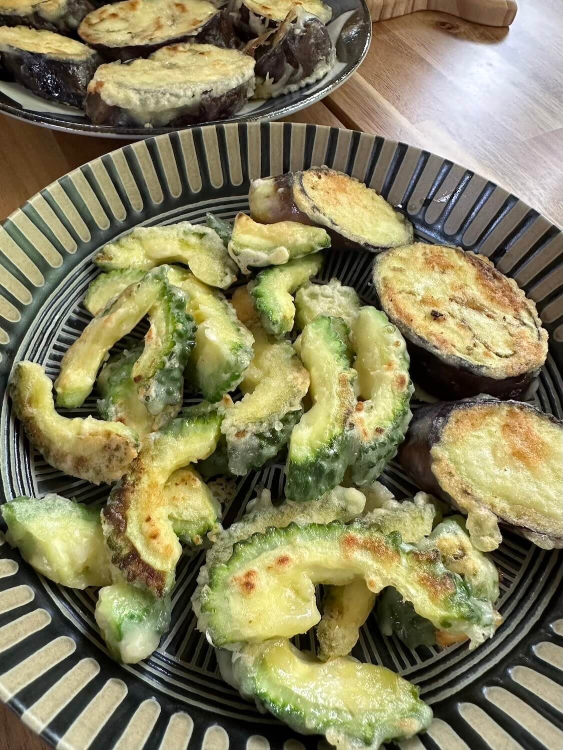 フライパンでゴーヤの天ぷら