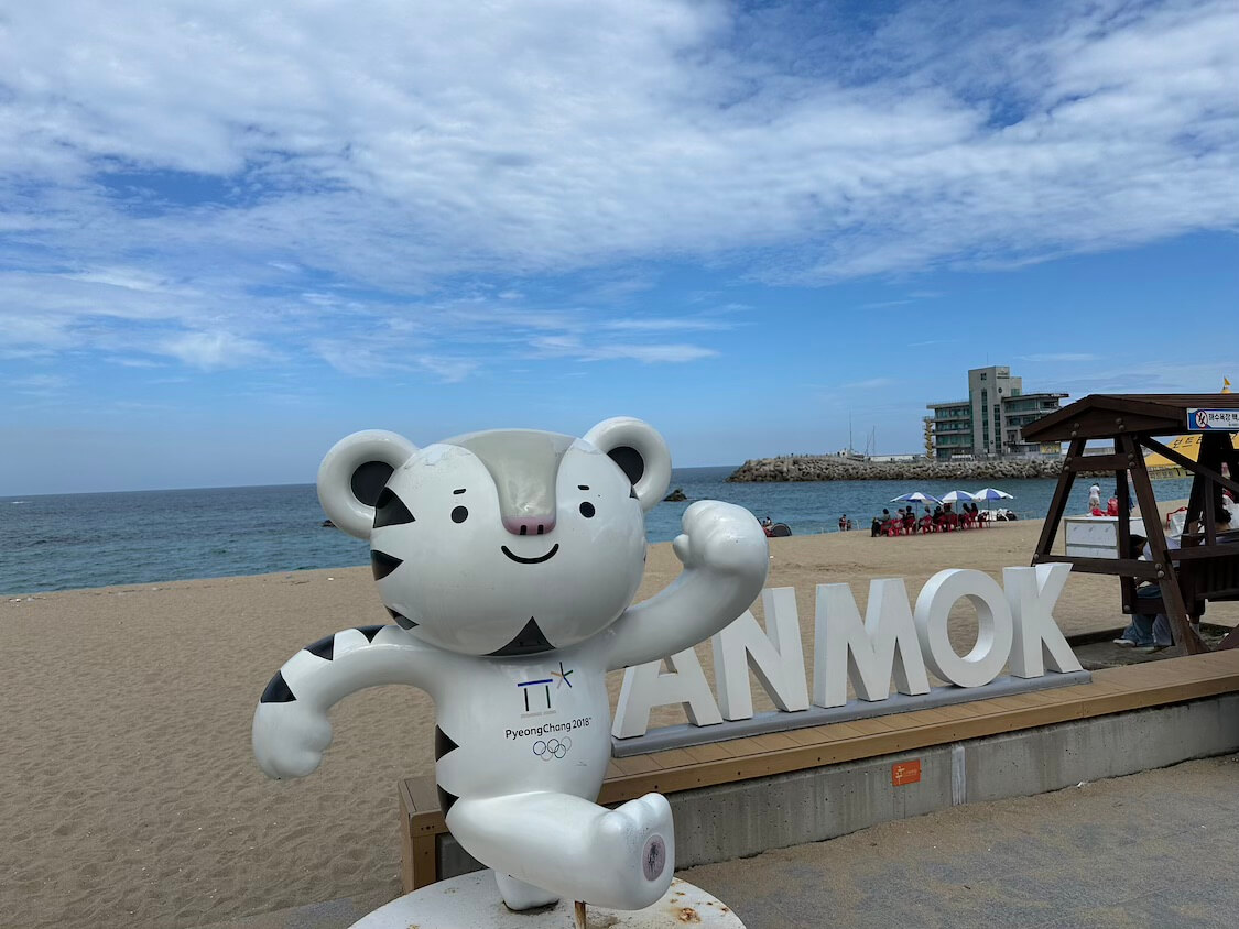 韓国の江陵観光。平昌オリンピックのマスコット