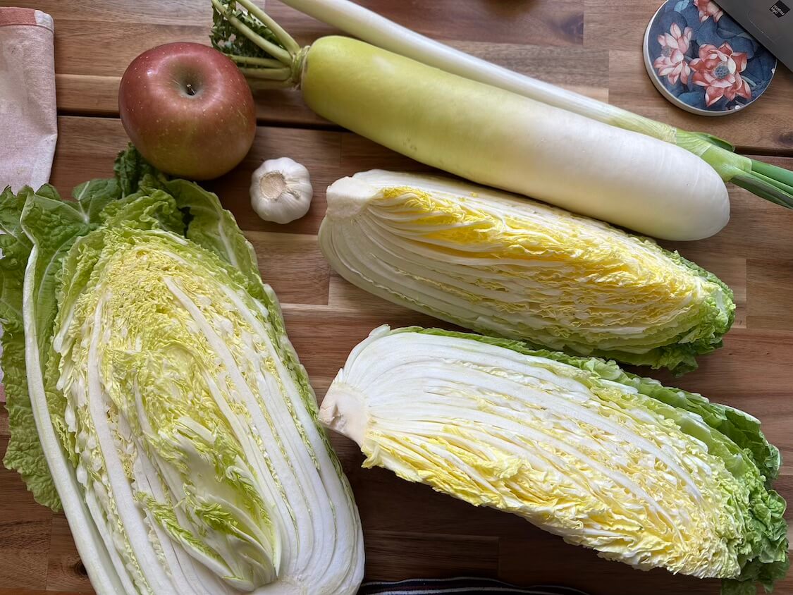 自家製白菜キムチの作り方。材料と調味料