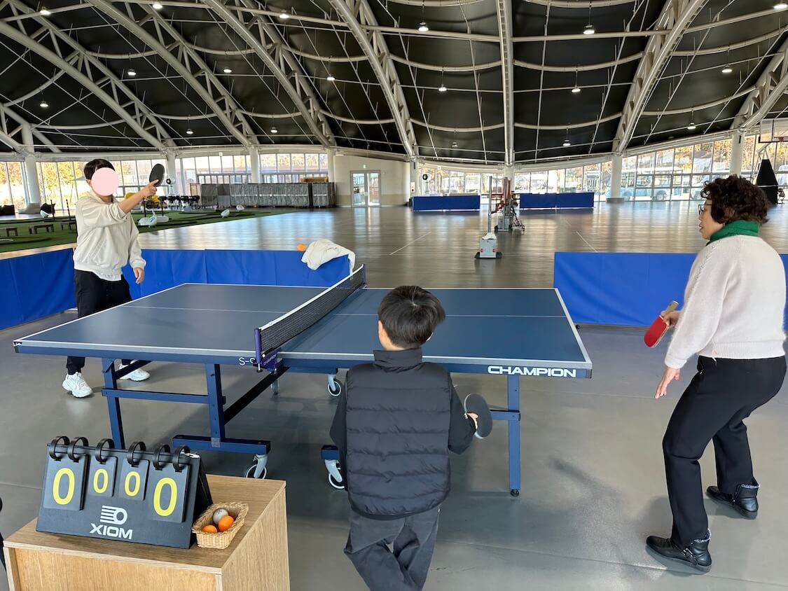 済州島のリゾートで運動。夏はプールも